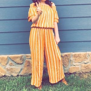 a yellow/ white striped romper!